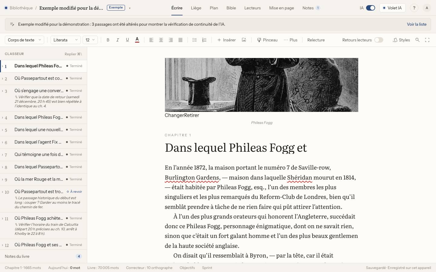 Capture : Qu’est-ce que « Exemple modifié pour la démonstration » ?, sur un livre d’exemple