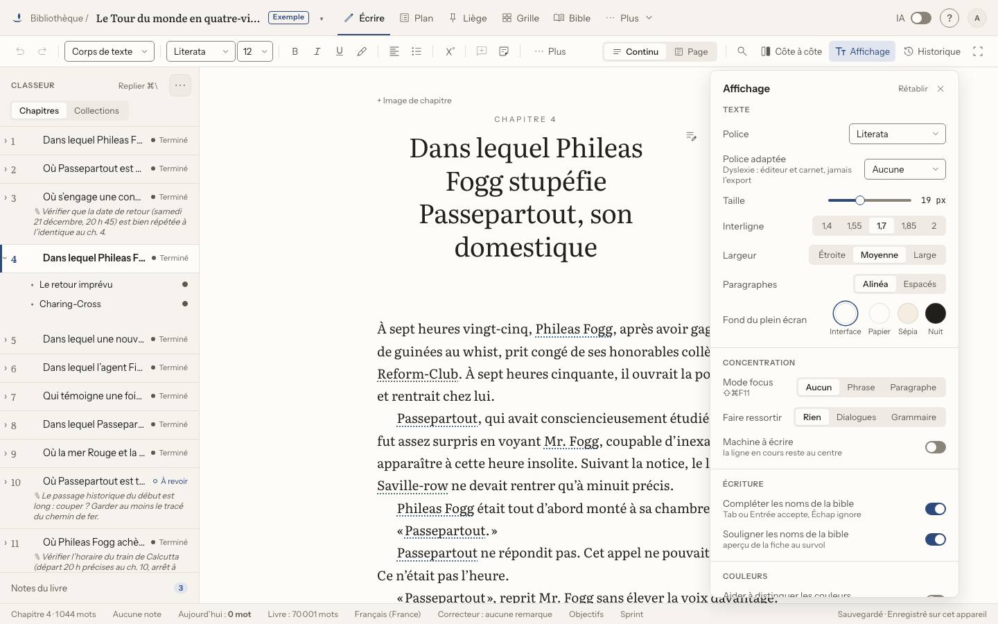 Capture : Comment faire ressortir les dialogues ou les verbes ?, sur un livre d’exemple