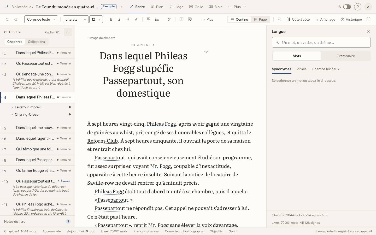 Capture : Comment trouver un synonyme ou une conjugaison ?, sur un livre d’exemple