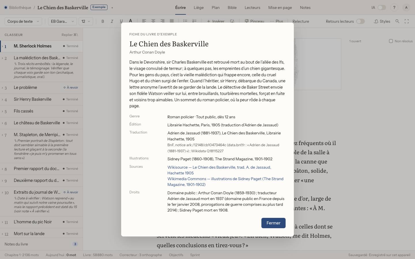Capture : D’où viennent les textes des livres d’exemple ?, sur un livre d’exemple