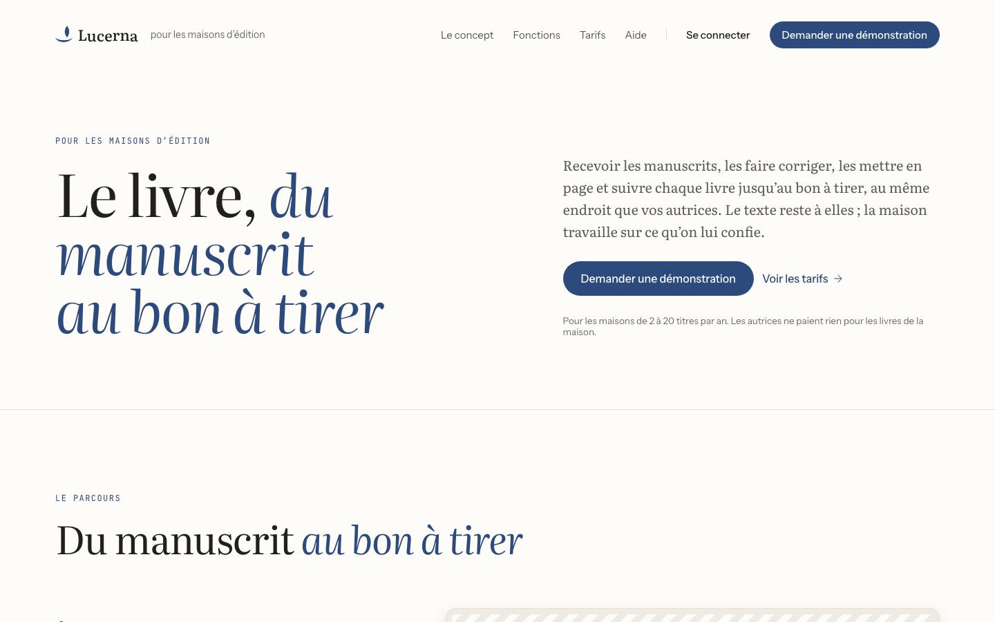 Capture : Lucerna existe-t-il pour les maisons d’édition ?, sur un livre d’exemple