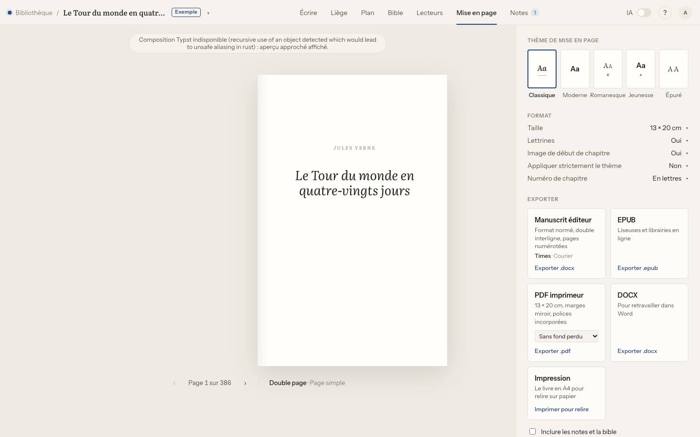 Capture : Comment étaler une image sur deux pages ?, sur un livre d’exemple