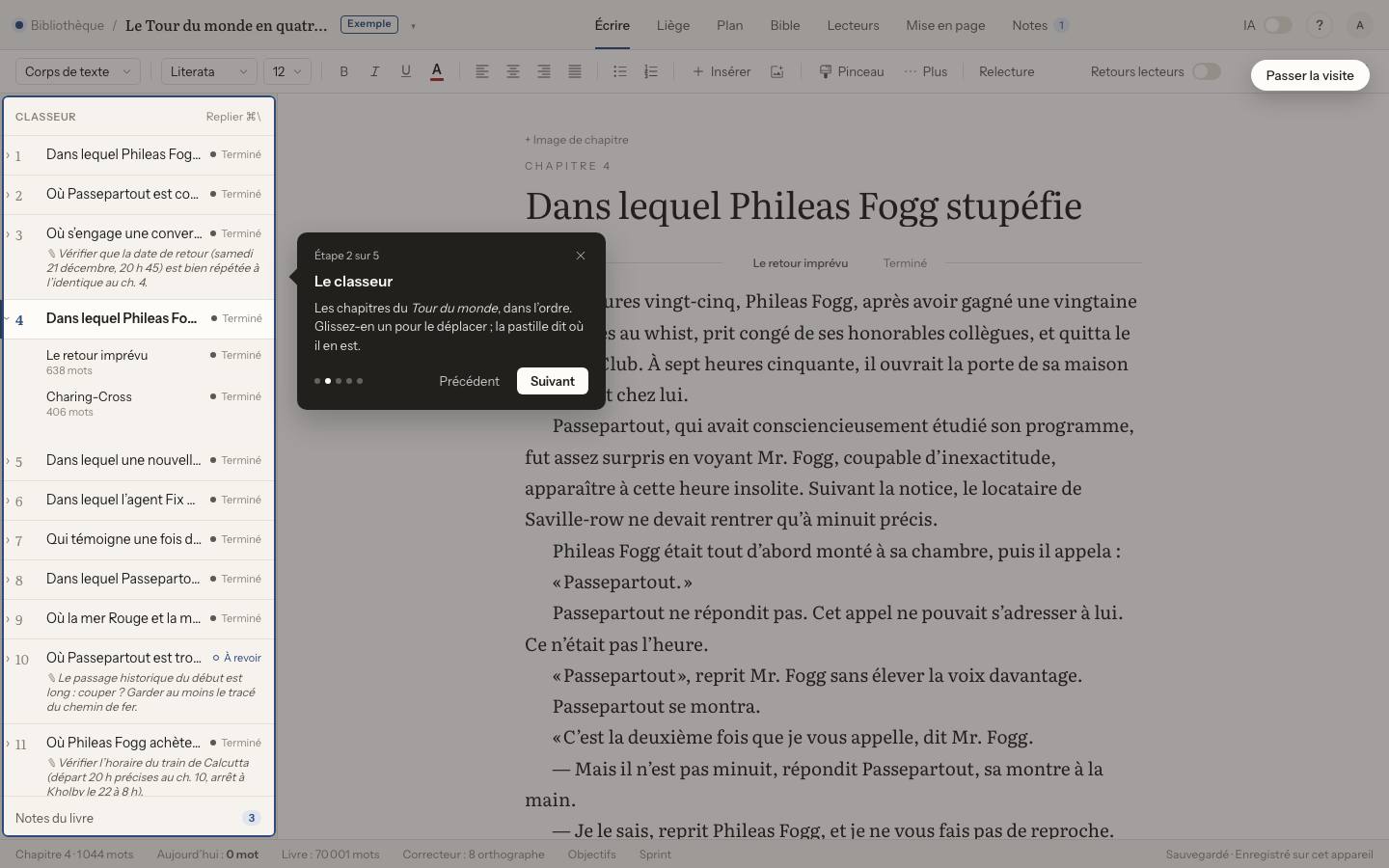 Capture : Comment relancer la visite guidée ?, sur un livre d’exemple