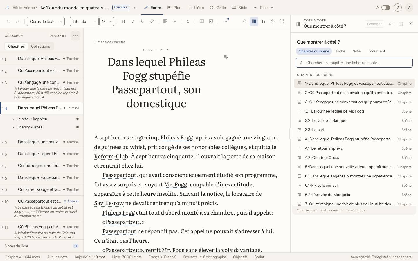 Capture : Comment garder un chapitre, une fiche ou une note à côté du texte ?, sur un livre d’exemple